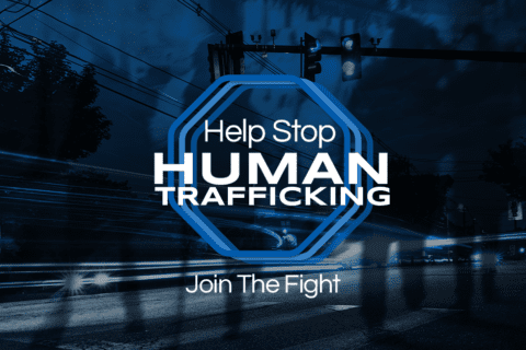Help Stop Human Trafficking Shadowy People Crossing an Intersection with car lights visible, Human trafficking awareness Truckers against trafficking Combating human trafficking Human trafficking prevention Truckers as allies in the fight against human trafficking